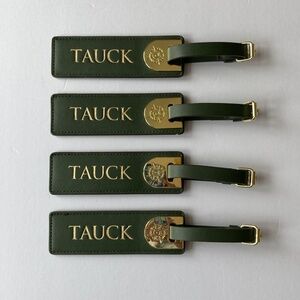 NWOT Luggage Tags Set of 4 Tauck Tours Exclusive Security Pocket Buckle Green